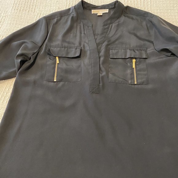 Michael Kors Black Zippered Pocket Blouse Medium - Picture 6 of 9